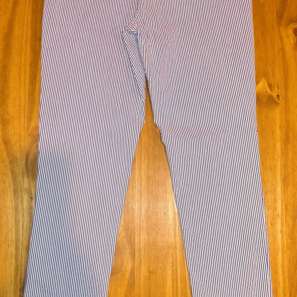 Calvin Klein Navy and White Striped Trousers